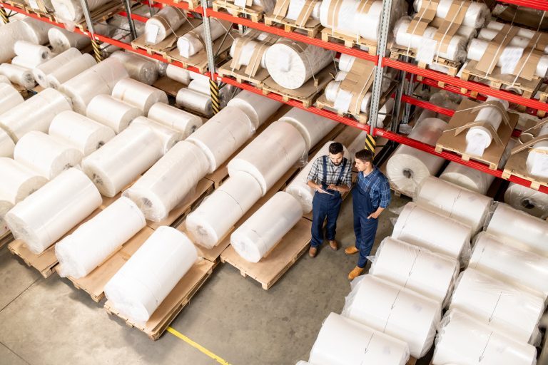 two young engineers large processing factory consulting about working points warehouse Product Development two young engineers large processing factory consulting about working points warehouse Product Development